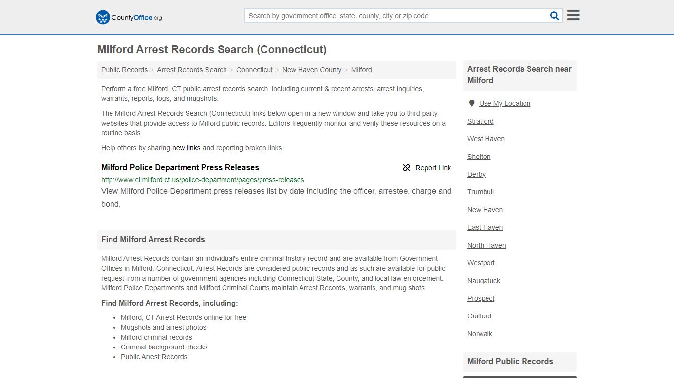 Arrest Records Search - Milford, CT (Arrests & Mugshots)