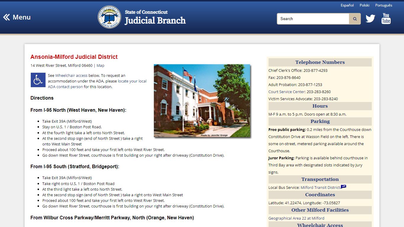 Ansonia-Milford JD Directions - CT Judicial Branch